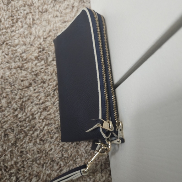 EUC Rare Coach Midnight Blue Crossgrain Double Compartment Wallet/Wristlet - Picture 6 of 9